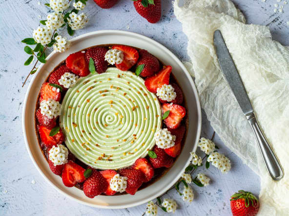 Tarte tourbillon fraises basilic