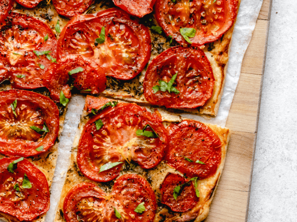 Tarte aux tomates et moutarde vegan