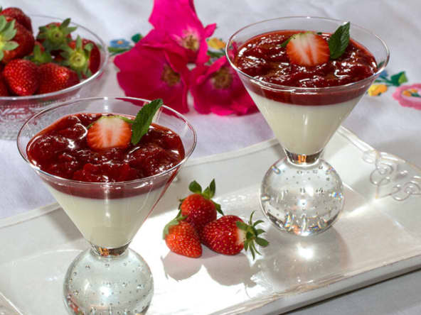 Flan libanais aux fraises et à la fleur d'oranger