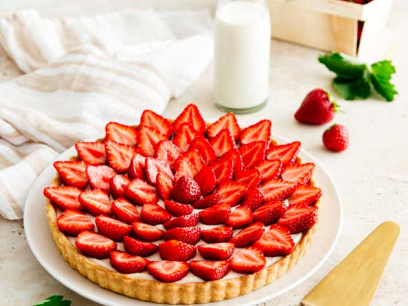 Tarte aux fraises classique à la crème diplomate