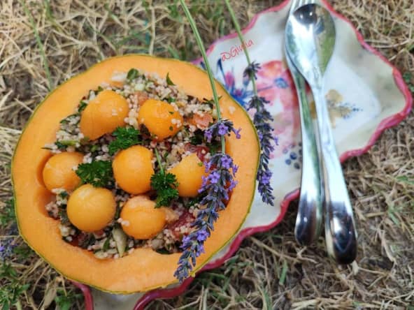 Taboulé aux herbes et melon