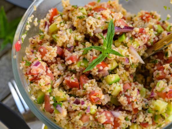 Salade fraîcheur au boulgour, tomates et concombre