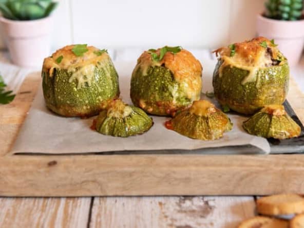 Courgettes rondes farcies au thon et fromage : Plat de saison - Recette minceur