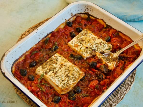Feta rôtie au four aux tomates et poivrons