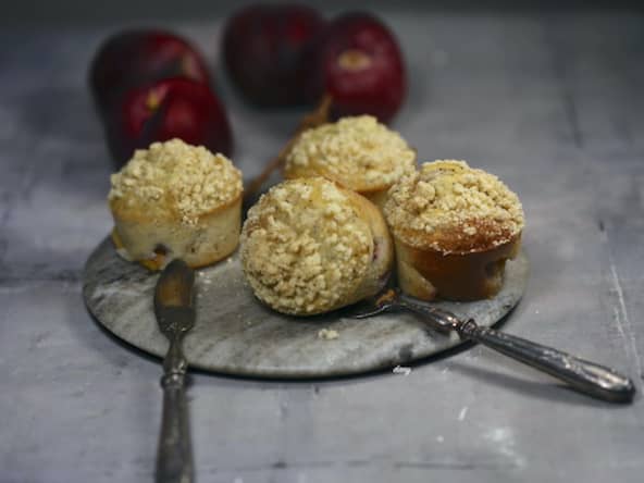 Muffins crumble nectarines et graines de pavot