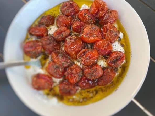 Crème de feta et tomates cerises confites