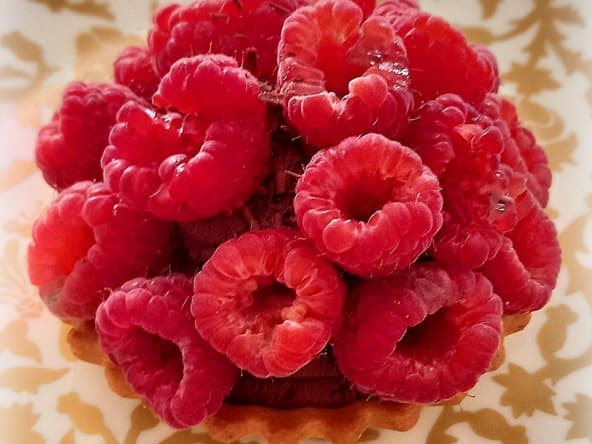 Tartelettes framboises et ganache montée chocolat noir