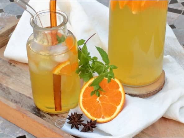 Infusion glacée orange et menthe