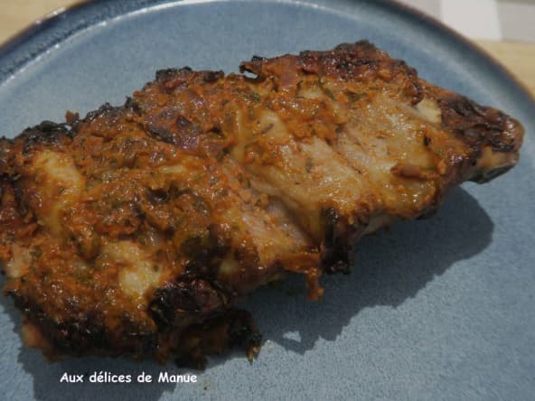 Travers de porc ou ribs à  la marinade moutardée et tomatée, à l'Extra Crisp ou pas