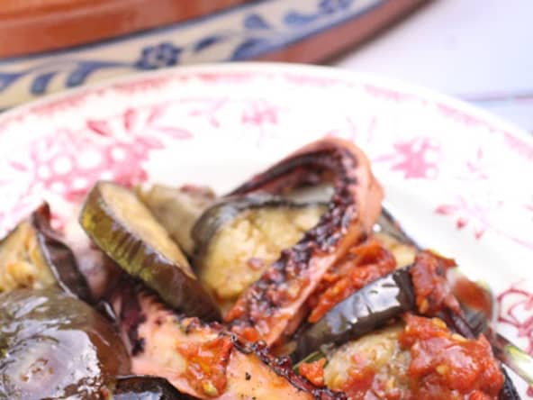 Poulpe et aubergines au four à la grecque