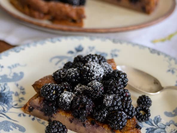 Gâteau à la châtaigne et aux mûres, sans gluten