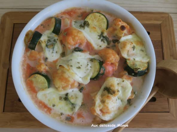 Gratin de chou-fleur et courgettes à la mozzarella pour les petits et les grands
