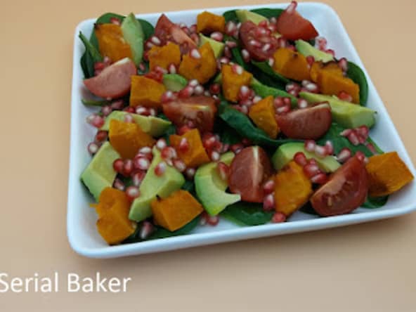 Salade de potimarron, avocat et grenade