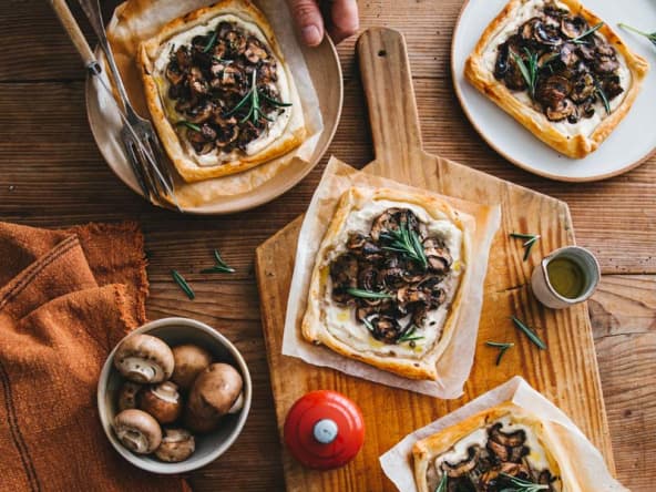 Tartes express aux champignons et fromage ricotta