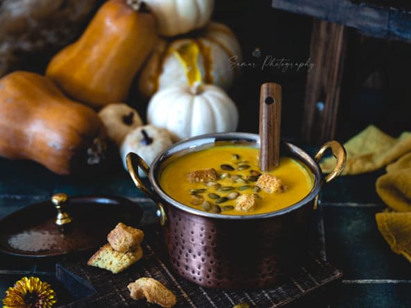 Soupe de potiron au lait de noix de coco