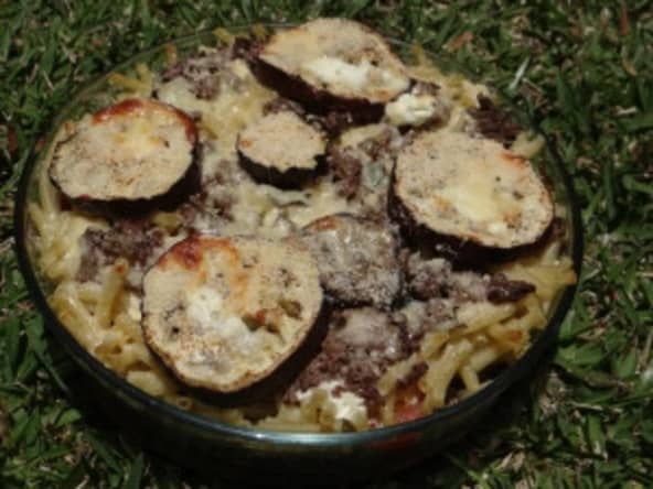 Gratin de pâte gourmande à l'aubergine et à la tomate