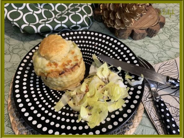 Vol au vent aux poireaux et saumon à la béchamel
