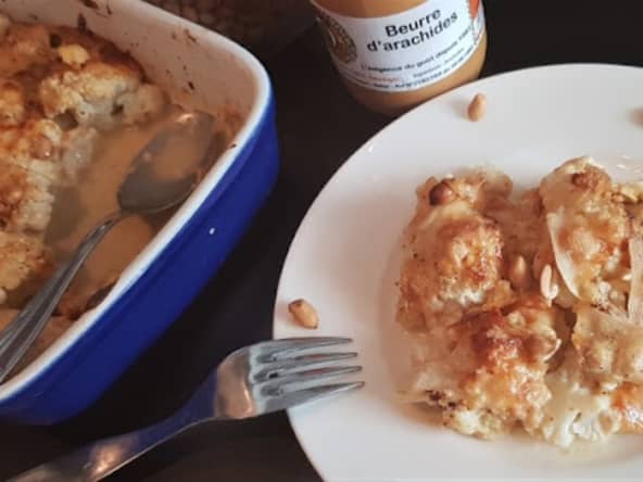 Gratin original de chou fleur au beurre de cacahuètes