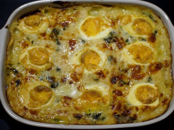 Gratin d'épinards et oeufs durs à la florentine