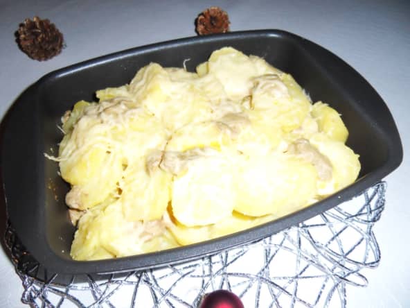 Accompagnement de gratin de pommes de terre au foie gras au cake factory