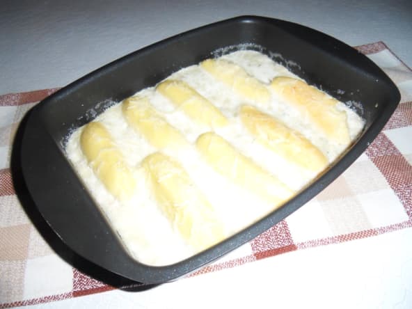 Quenelles gratinées au saumon fumé et fromage roquefort au cake factory