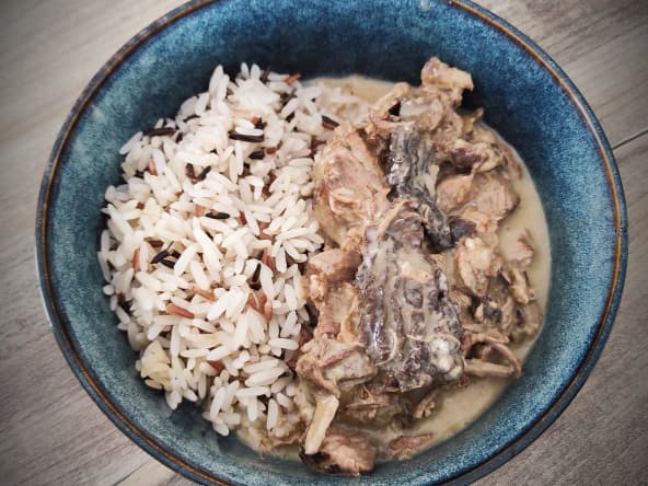 Sauté de veau au cidre et aux morilles et mélange de 3 riz