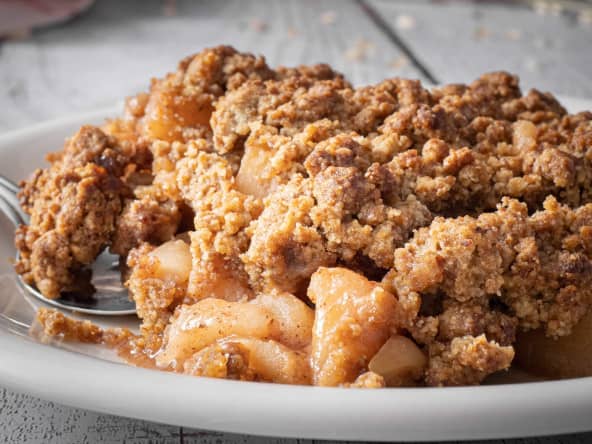 Crumble aux pommes vegan, sans oeufs, sans lactose