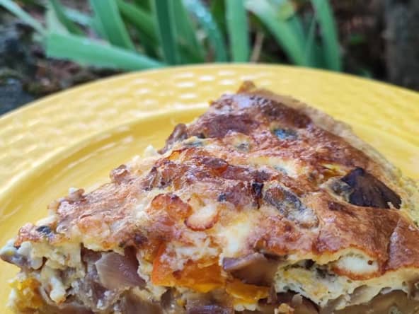 Tarte salée au potimarron, bleu de bresse et marron