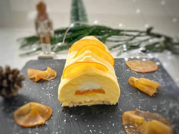 Bûche de noël exotique, mangue et fruits de la passion