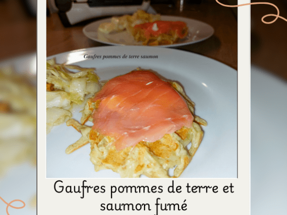 Gaufres pommes de terre et saumon fumé, sauce ciboulette