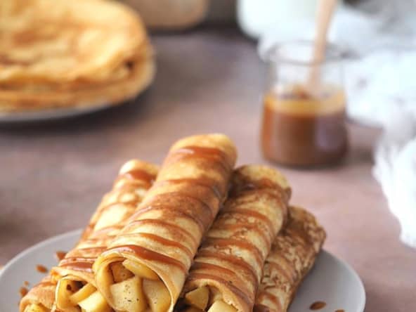 Crêpes aux pommes et caramel : vive la chandeleur !