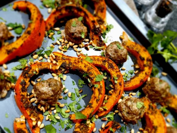 Potimarron rôti aux boulettes de boeuf