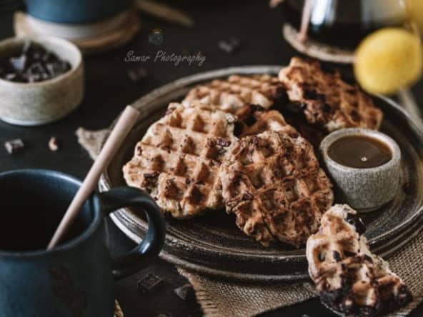 Recette de cookies aux noix de pécan et chocolat en forme de gaufres