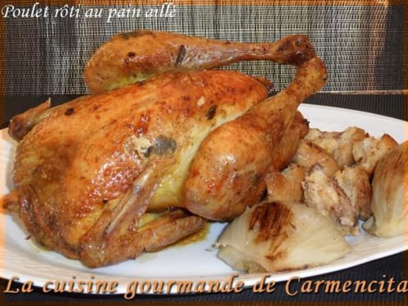 Poulet rôti farci au pain rassis aillé