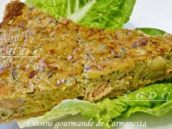Quiche saumon gambas et légumes - une recette familiale