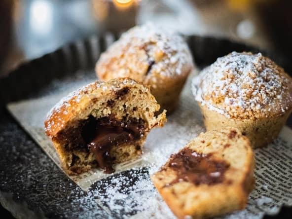 Muffins gourmands sans gluten cœur coulant