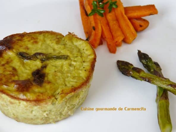 Petits flans d'asperges vertes au lait de soja et pesto ail des ours