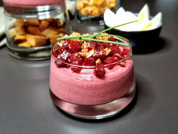 Verrine de betterave rouge et fromage frais St Môret