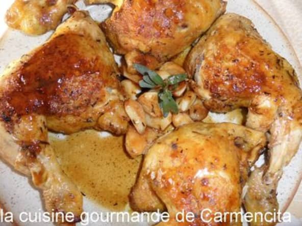 Cuisses de poulet pleines de goût à l'ail confit