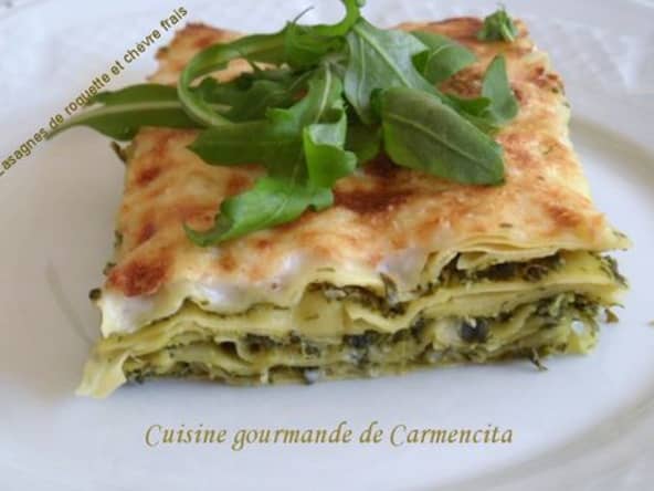 Lasagnes gourmandes à la roquette et au chèvre frais