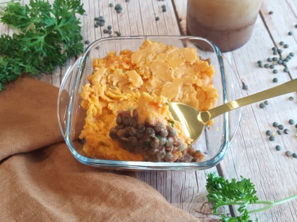 Hachis parmentier végétarien aux lentilles et patate douce - un plat complet