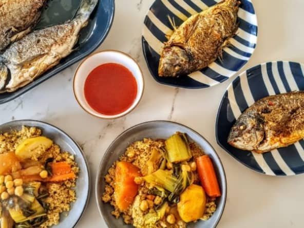 Couscous aux légumes d'hiver et à la dorade grise