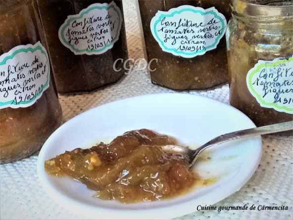 Confiture de tomates vertes et figues vertes au citron en mélange