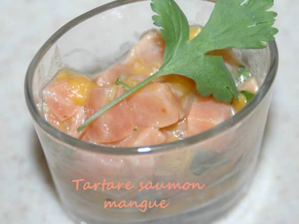 Verine de tartare saumon et mangue