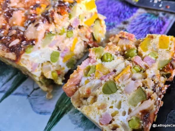 Terrine de courgette et petits pois aux lardons fumés