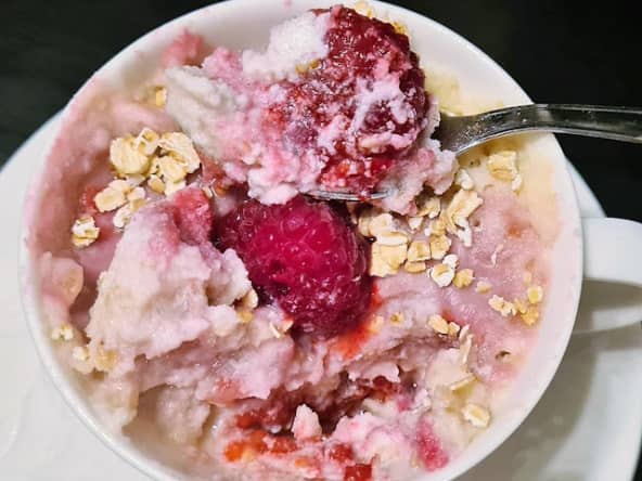 Mug muffin à la framboise (sans gluten, ig bas)