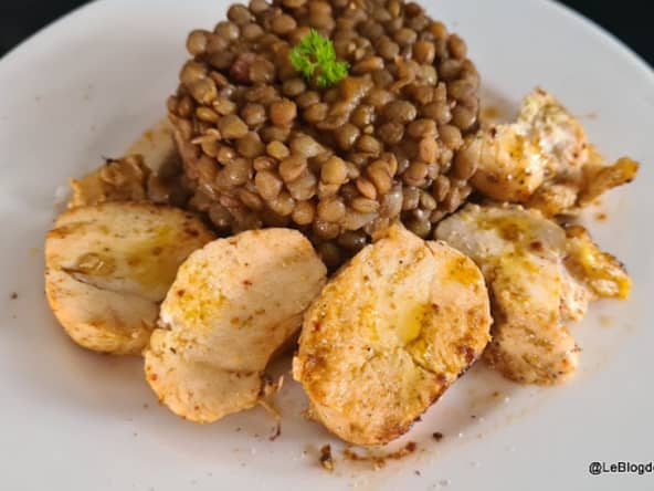 Blanc de poulet rôti au beurre d'escargot et piment d'Espelette d'après une recette de Cyril Lignac