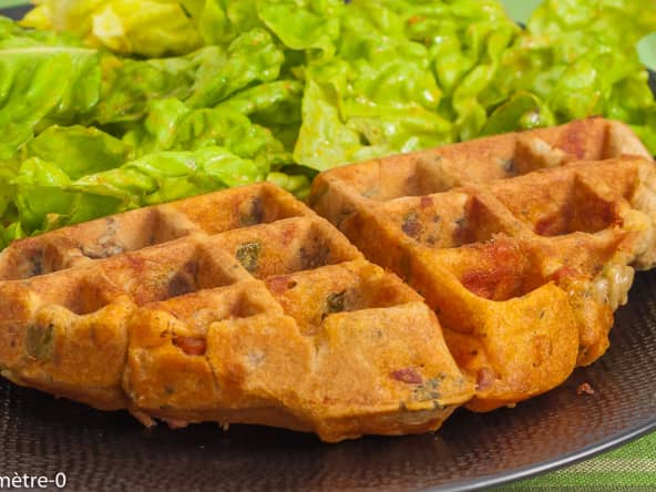 Gaufres salées au chorizo, brocolis et comté