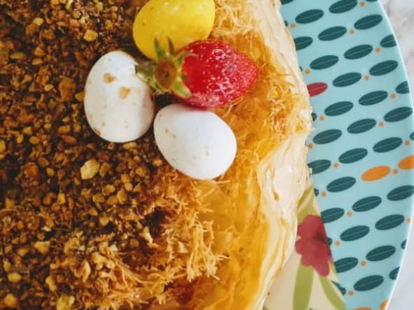 Cheesecake façon baklawa sur base de feuilles de filo