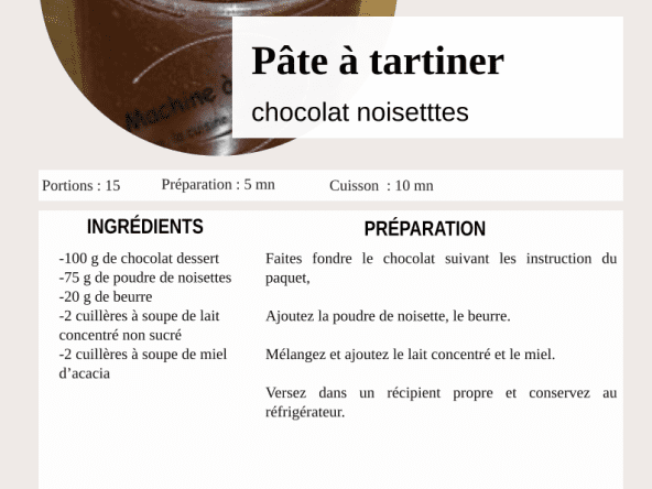 Pâte à tartiner chocolat noisette  IG bas